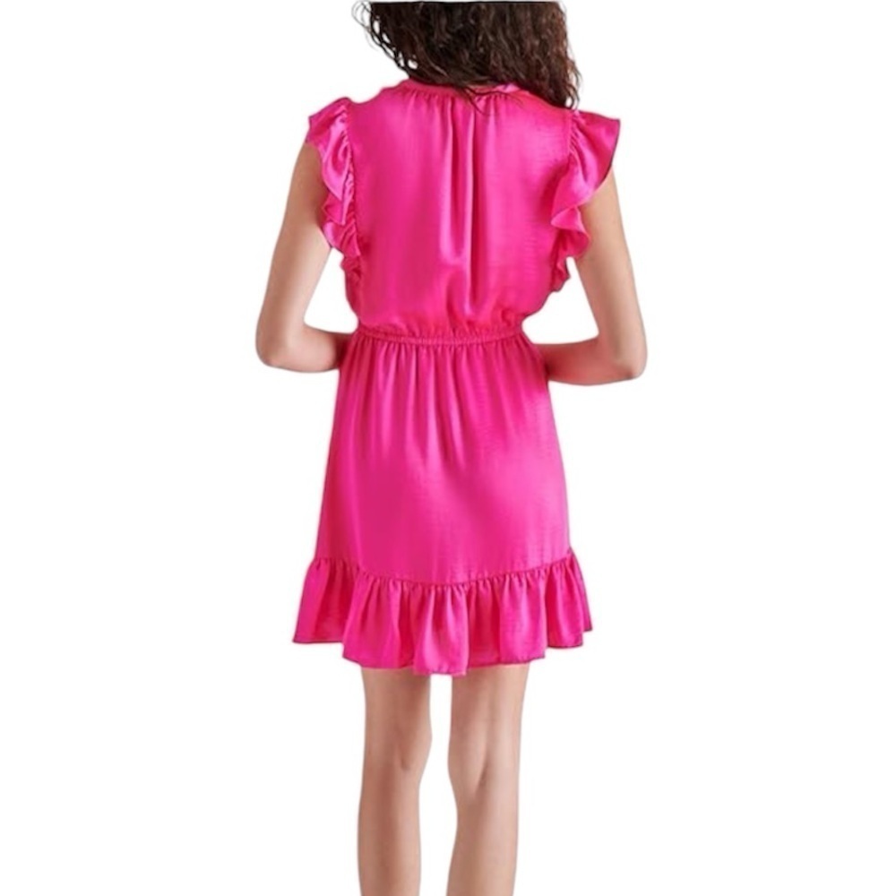 Amanda Uprichard- Hot Pink Sleeveless Ruffle Cinched Waist Mini Dress